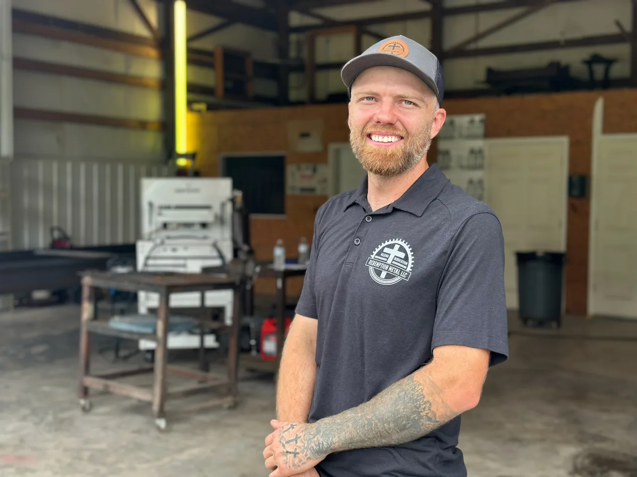 Zach Carter inside the Redemption Metal shop